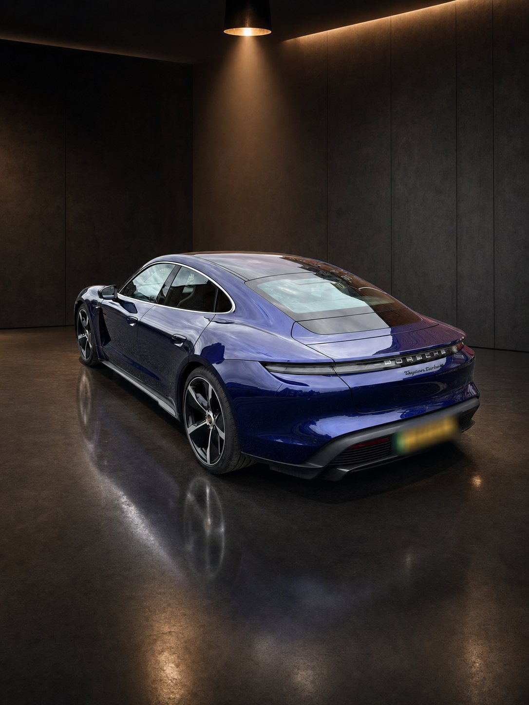 Porsche Taycan Turbo S, rear three-quarter view